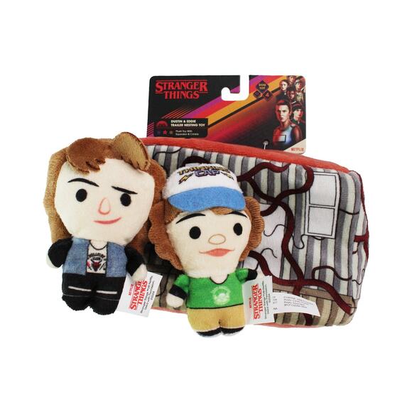 Stranger Things Dustin & Eddie Nesting Dog Toy Squeaky Crinkle Thrash Plush Toss - Picture 1 of 4
